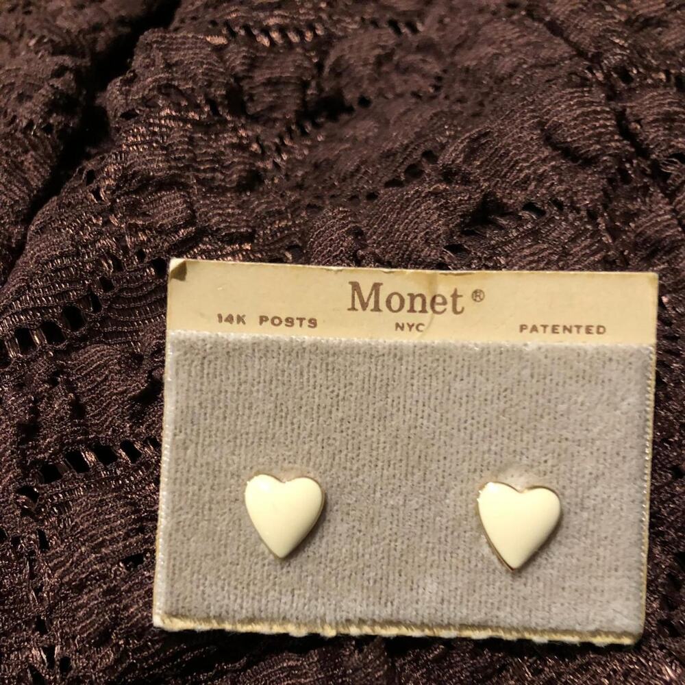 Monet white heart earrings with